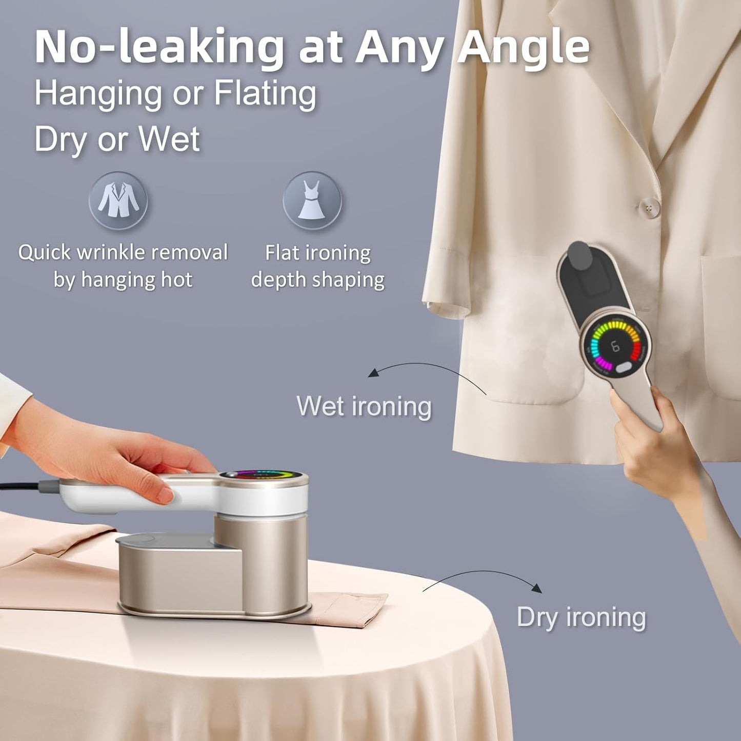 Compact 1200W Travel Steamer Iron with 6 Settings