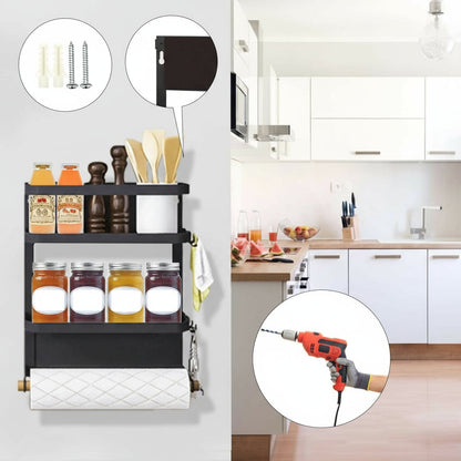 Space Saving Fridge Spice Organizer with Towel Holder