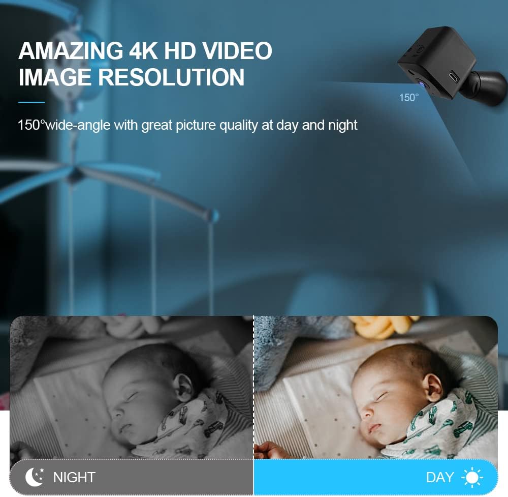 Small 4K WiFi Home Camera with Night Vision