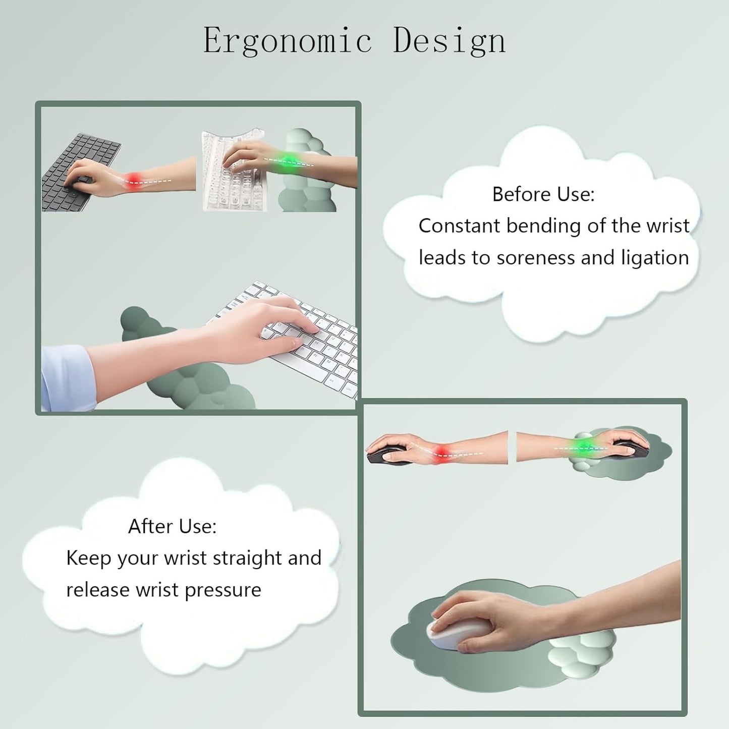 Comfortable Ergonomic Wrist Rest Set with Mouse Pad
