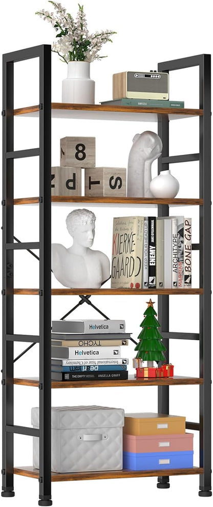 Tall 5 Shelf Storage Bookcase - Pexav