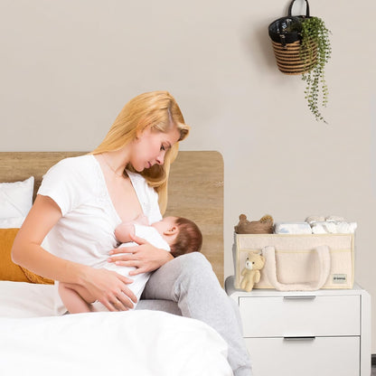 Soft Baby Diaper Caddy Storage Basket with Pockets