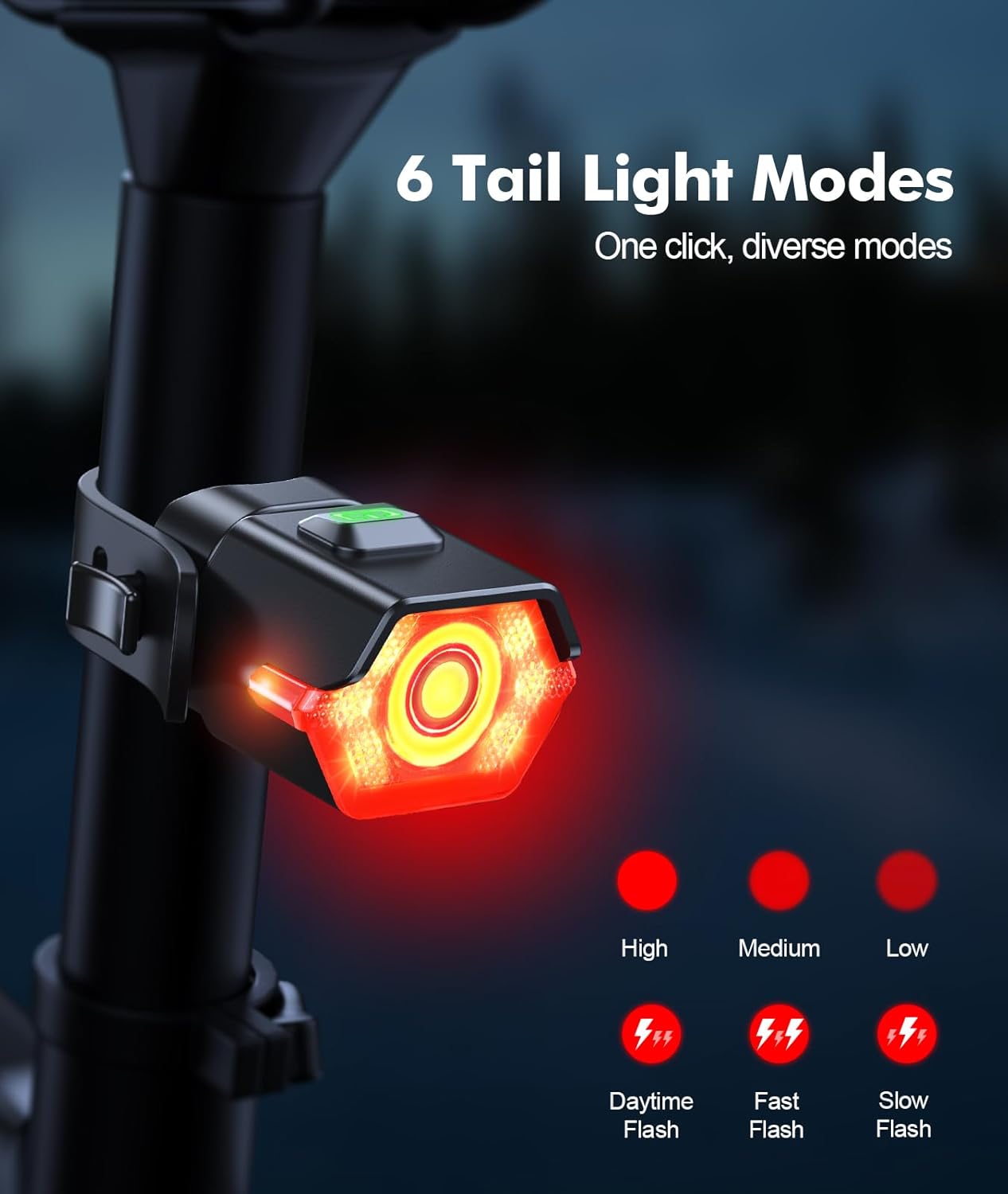 Bright LED Bike Lights with 9 Modes and Side Beams