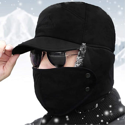 Warm Mens Snow Beanie Hat With Earflaps And Visor - Pexav