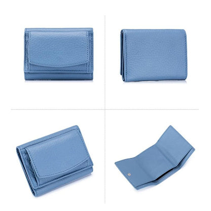 Small Genuine Leather Card Wallet with Coin Pocket