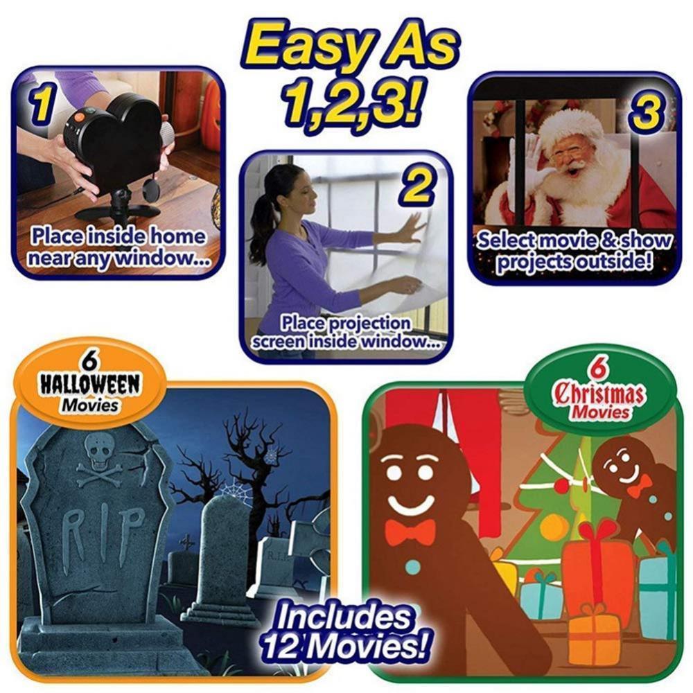 Christmas Window Wonderland Animated Movie Projector - Balma Home