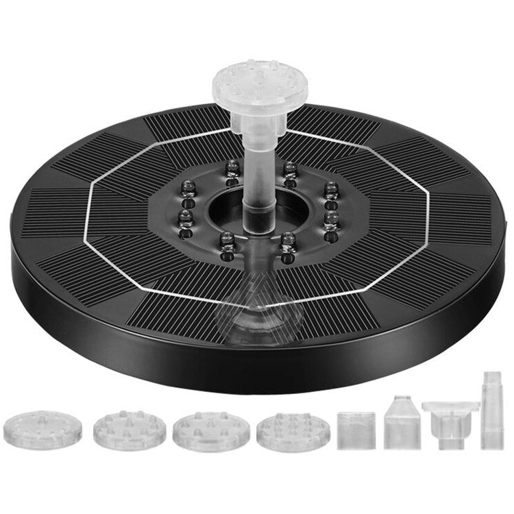 Solar Powered Fountain Pump with LED Lights and 6 Styles