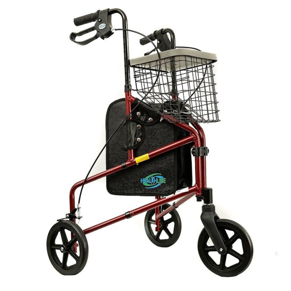 Compact 3 Wheel Folding Walker with Storage Basket