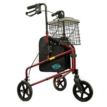 Compact 3 Wheel Folding Walker with Storage Basket