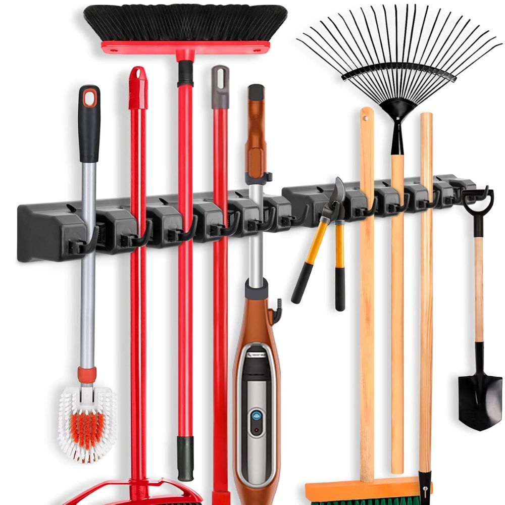 Space Saving Broom and Mop Storage Rack