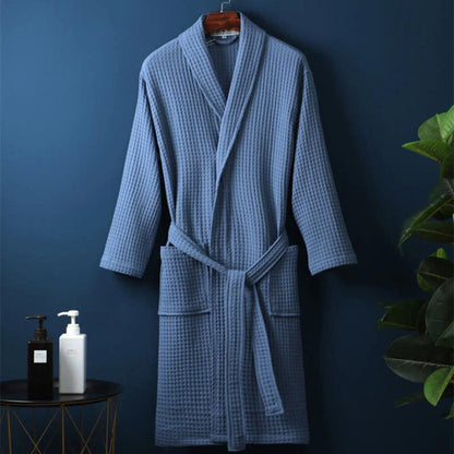Soft Cotton Waffle Spa Robe with Classic V Neck