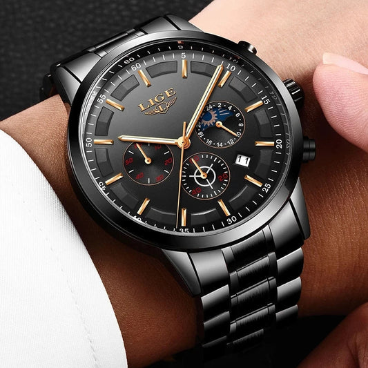 Tough Black Quartz Military Watch - Water Resistant Timepiece - Pexav