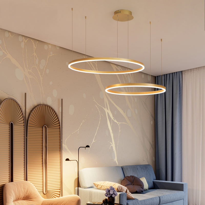 Stylish Pendant Light Circle Metal Black Gold Brown