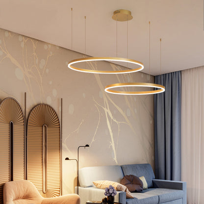 Stylish Pendant Light Circle Metal Black Gold Brown