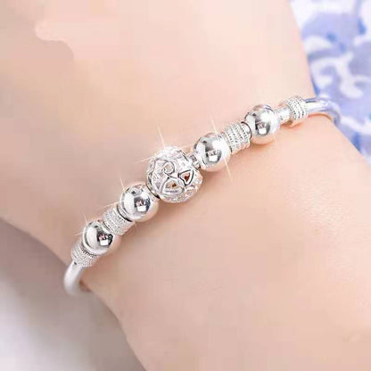 Shiny Sterling Silver Good Luck Charm Bracelet
