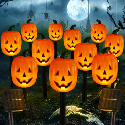 Spooky Solar Pumpkin and Ghost Yard Decor Set