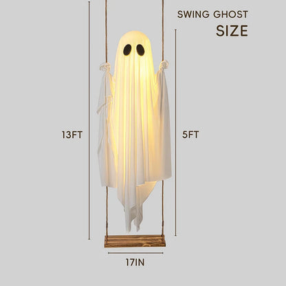 Spooky LED Ghost Yard Decor with Motion Swing