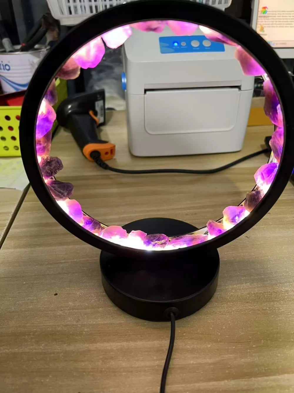 Soothing Glow Table Lamp with Sparkling Crystal Base - Pexav
