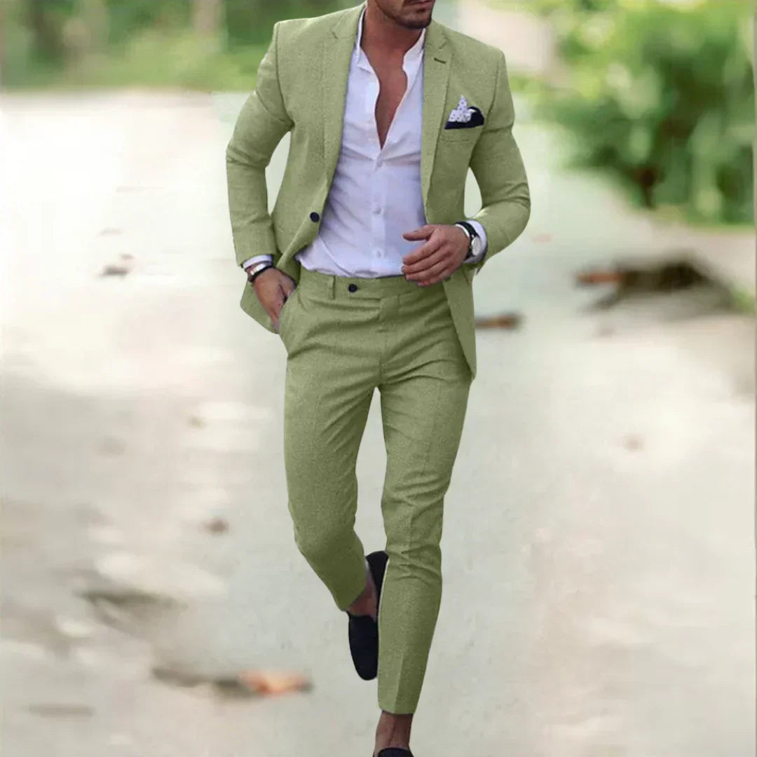 Men's Breathable Summer Suit - 2 Piece Slim Fit Jacket