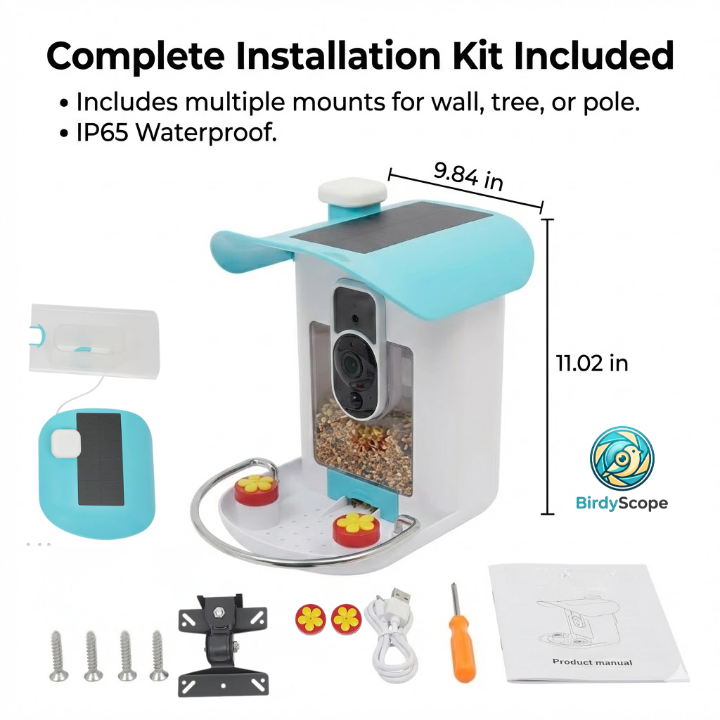 Wireless Solar Bird Feeder with Camera