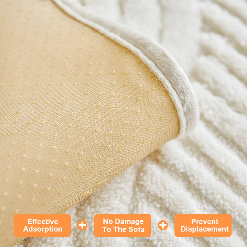 Soft Plush Couch Cover with Wave Pattern, Pet Friendly