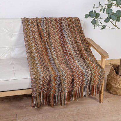 Vibrant Plaid Fringe Throw Blanket