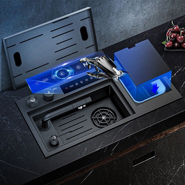 Contemporary Stainless Steel Automatic Kitchen Sink - Pexav