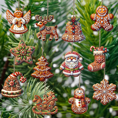 Unique Wood Christmas Tree Decorations (12 Pack) - Pexav