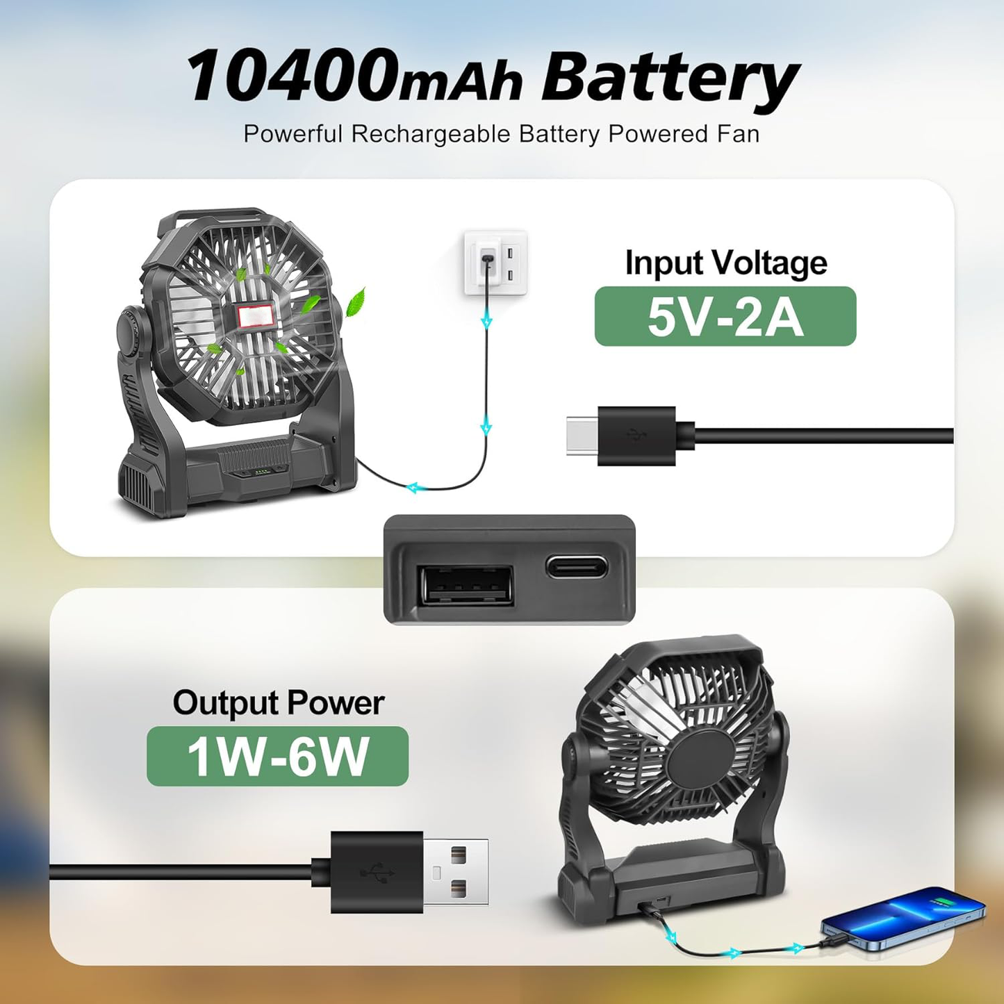 Compact Battery Powered Outdoor Fan