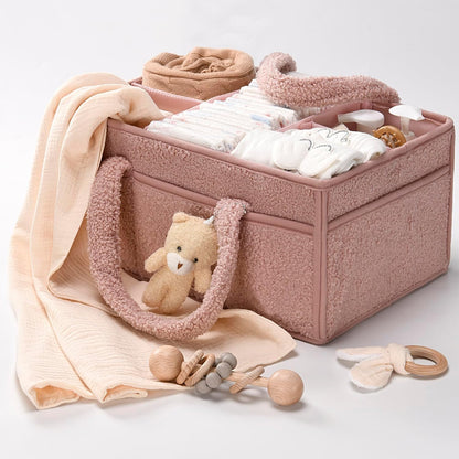 Soft Baby Diaper Caddy Storage Basket with Pockets