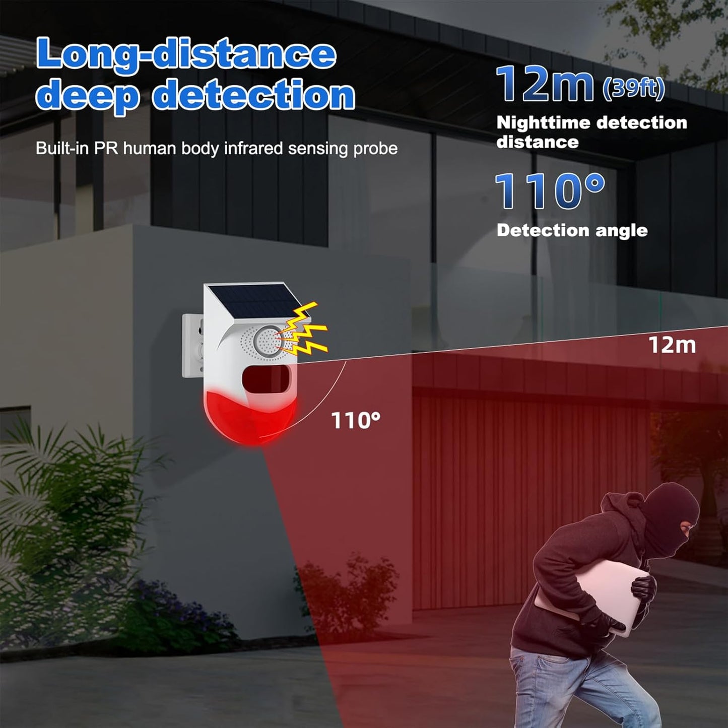 Wireless Outdoor Security Alarm with Siren and Flashing Light