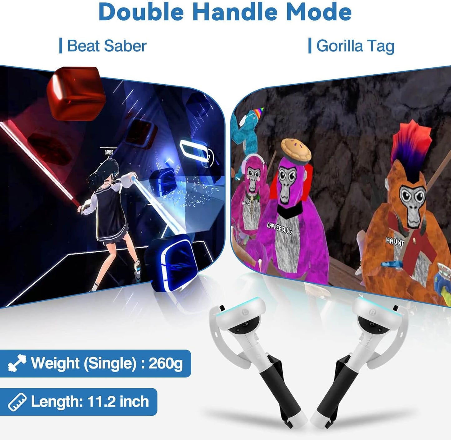 Comfortable VR Grip Extensions for Meta Quest 2