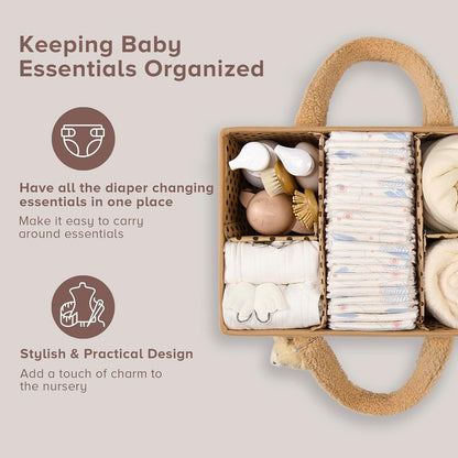 Soft Baby Diaper Caddy Storage Basket with Pockets