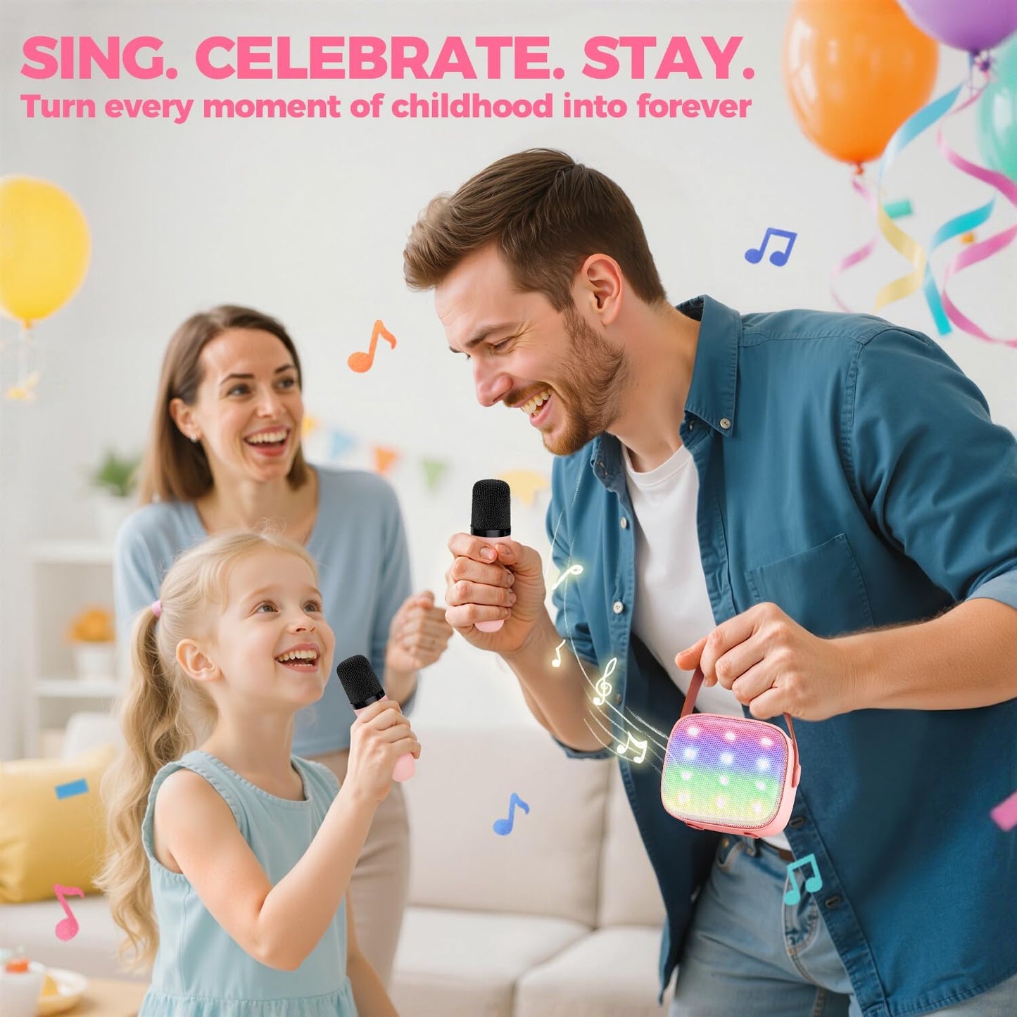 Compact Bluetooth Karaoke System with Microphones