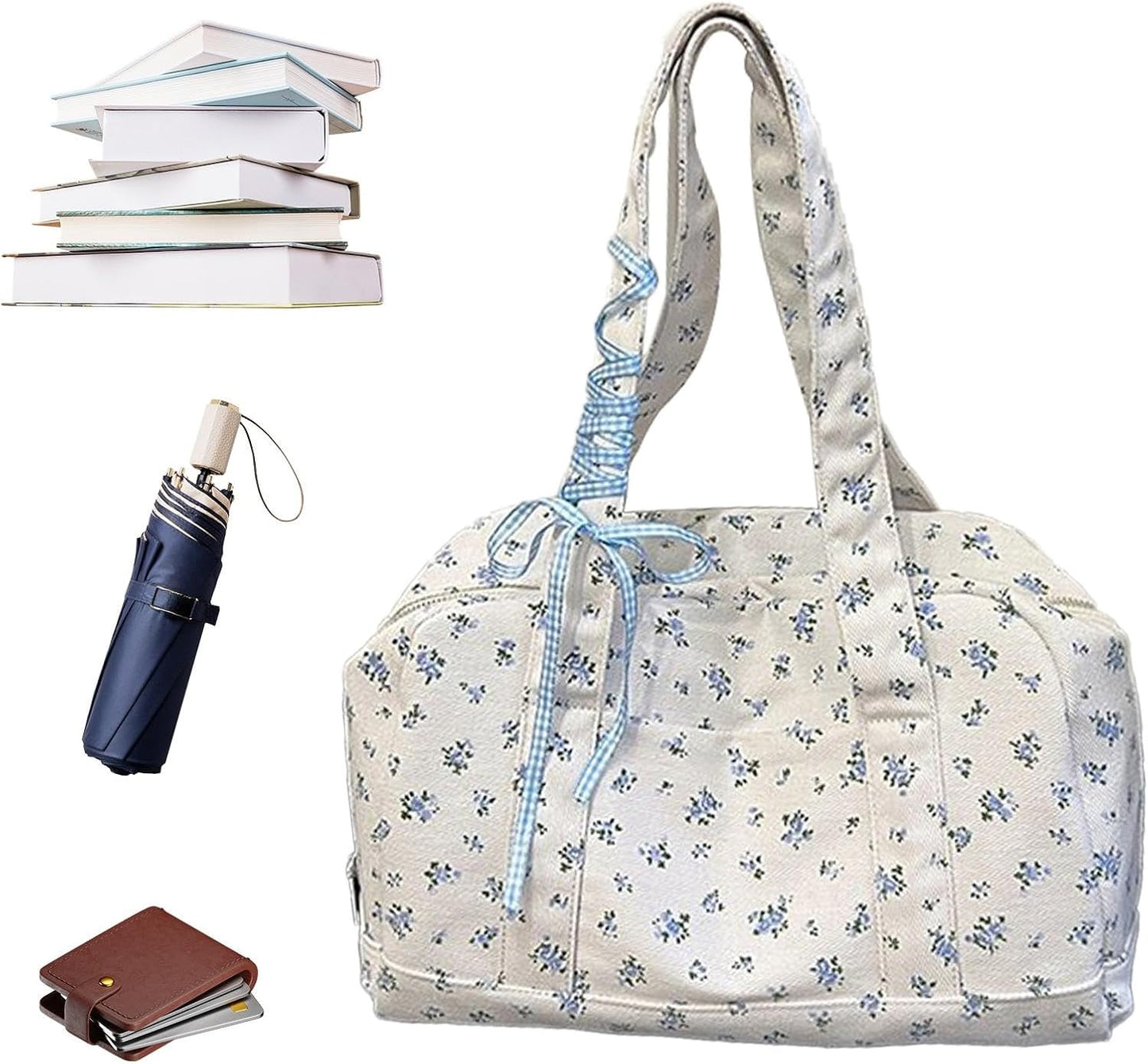Big Cotton Travel Bag with Ribbon Detail