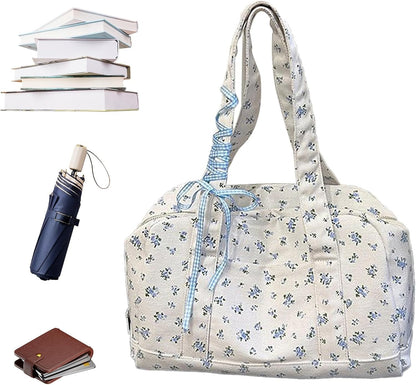 Big Cotton Travel Bag with Ribbon Detail
