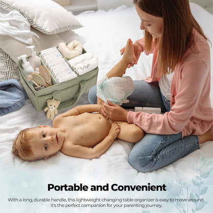 Soft Baby Diaper Caddy Storage Basket with Pockets