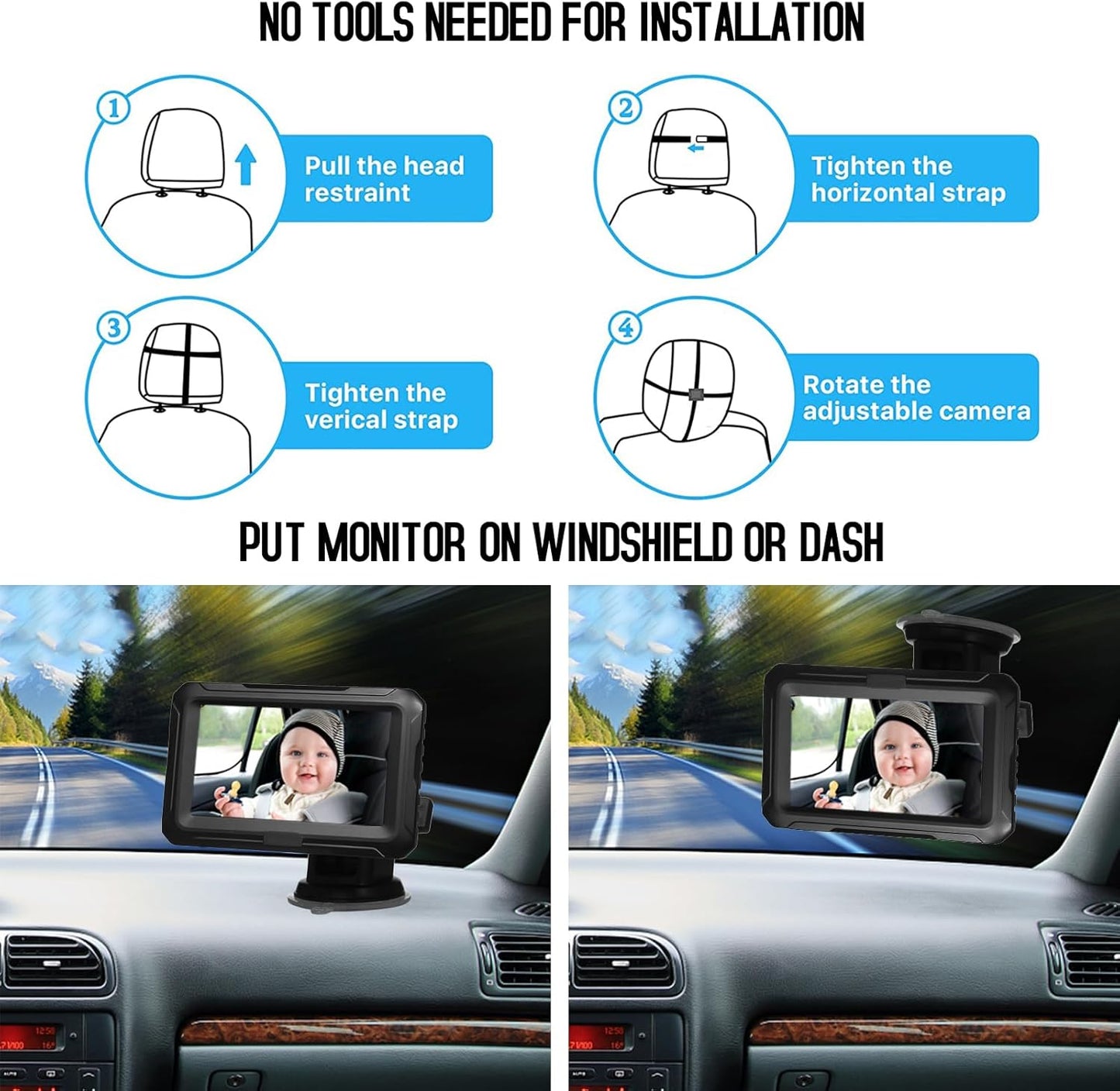 Baby Car Rearview Mirror with HD Camera & 4.3'' Display