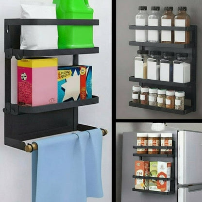 Space Saving Fridge Spice Organizer with Towel Holder