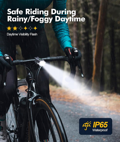 Bright LED Bike Lights with 9 Modes and Side Beams