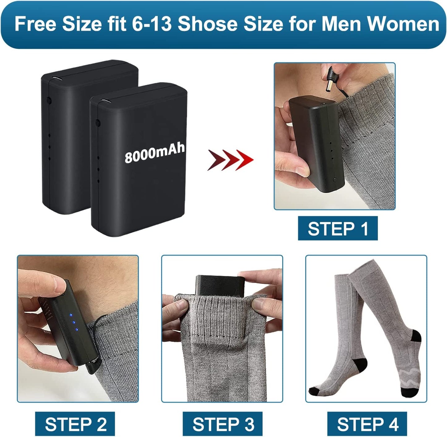 Warm Thermal Rechargeable Heating Socks for Men Women