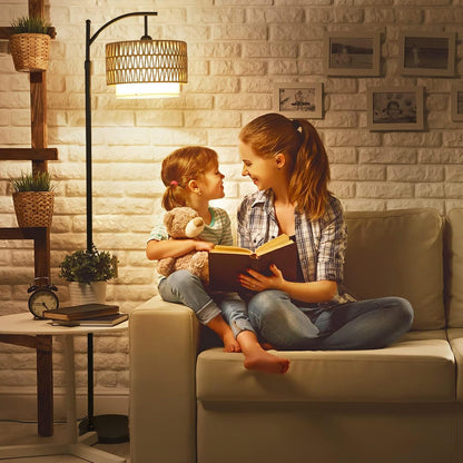 Tall Floor Lamp with Remote and Double Shades