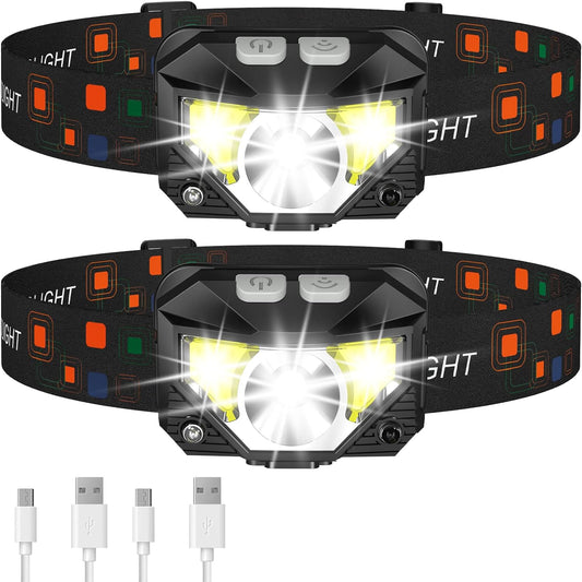 2-Pack Bright Rechargeable LED Headlight with Motion Sensor - Pexav