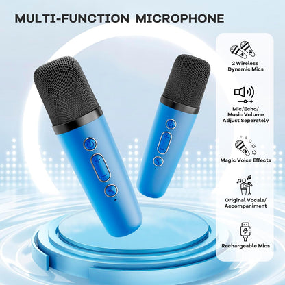 Compact Bluetooth Karaoke System with Microphones