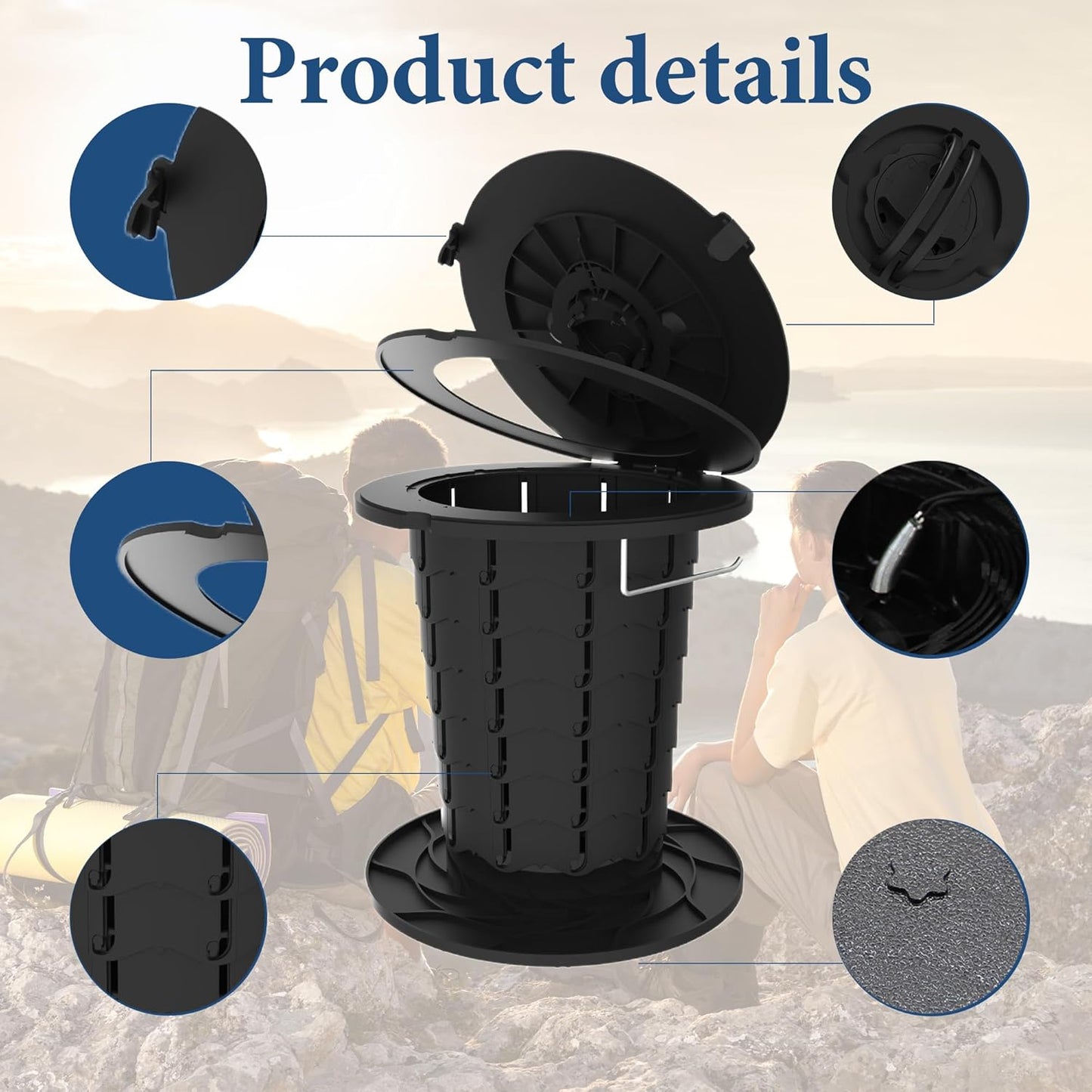 Compact Camping Toilet with Adjustable Seat