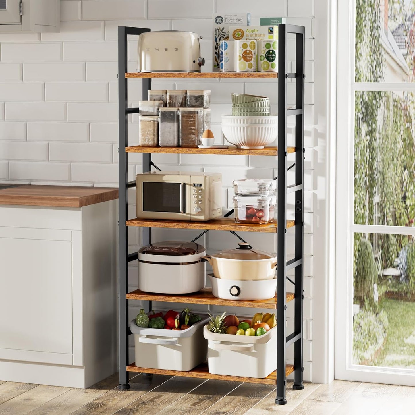Tall 5 Shelf Storage Bookcase