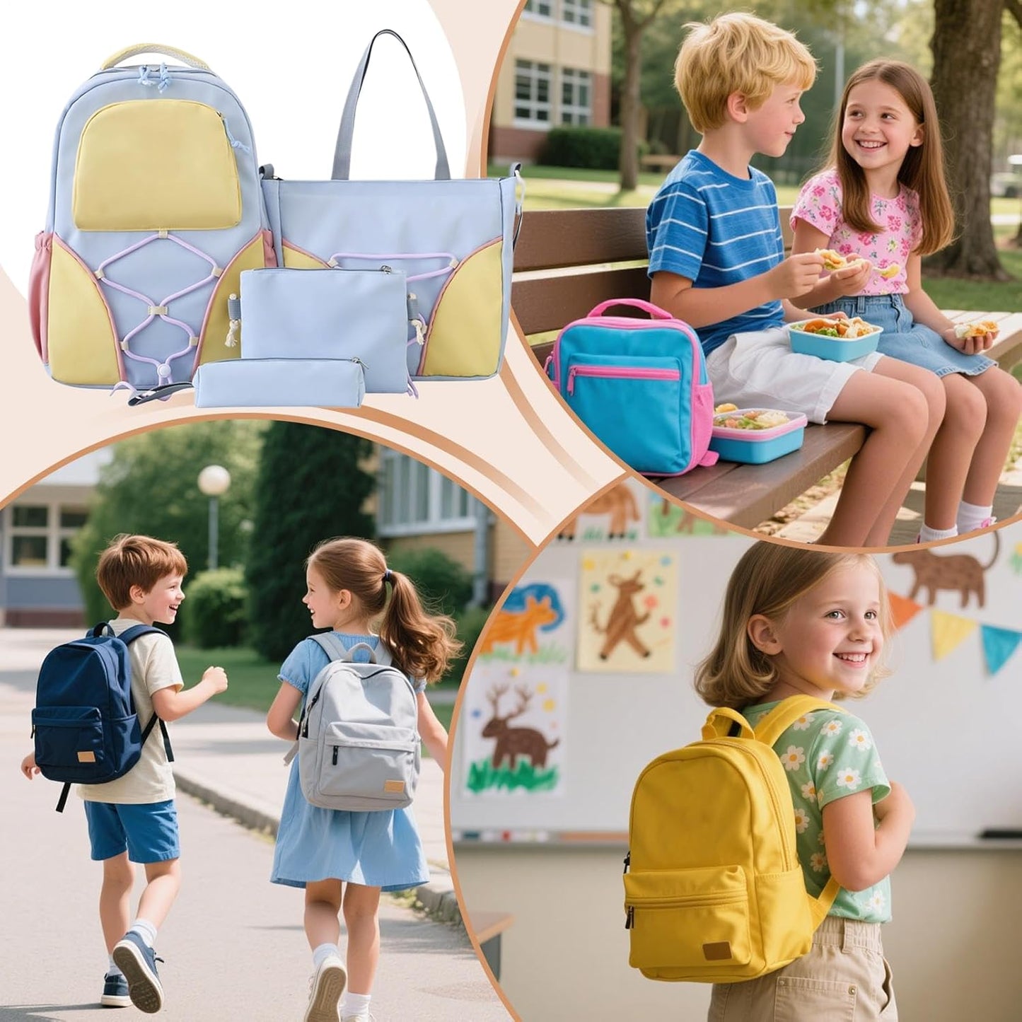 Big Kids Backpack Set with Pencil Case & Lunch Bag