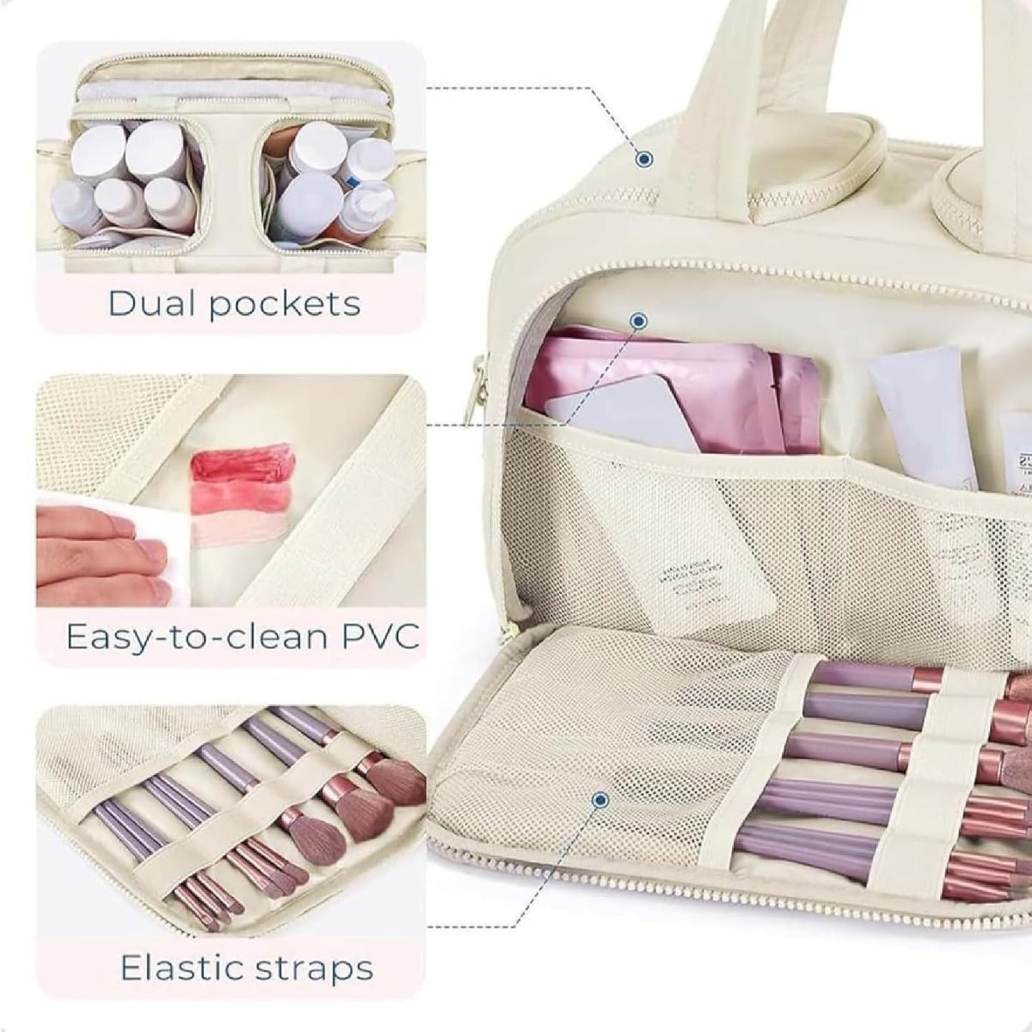 Spacious Water Resistant Travel Makeup Bag