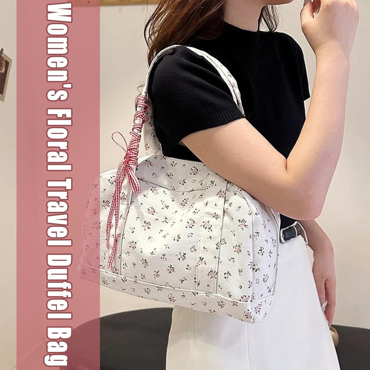 Big Cotton Travel Bag with Ribbon Detail