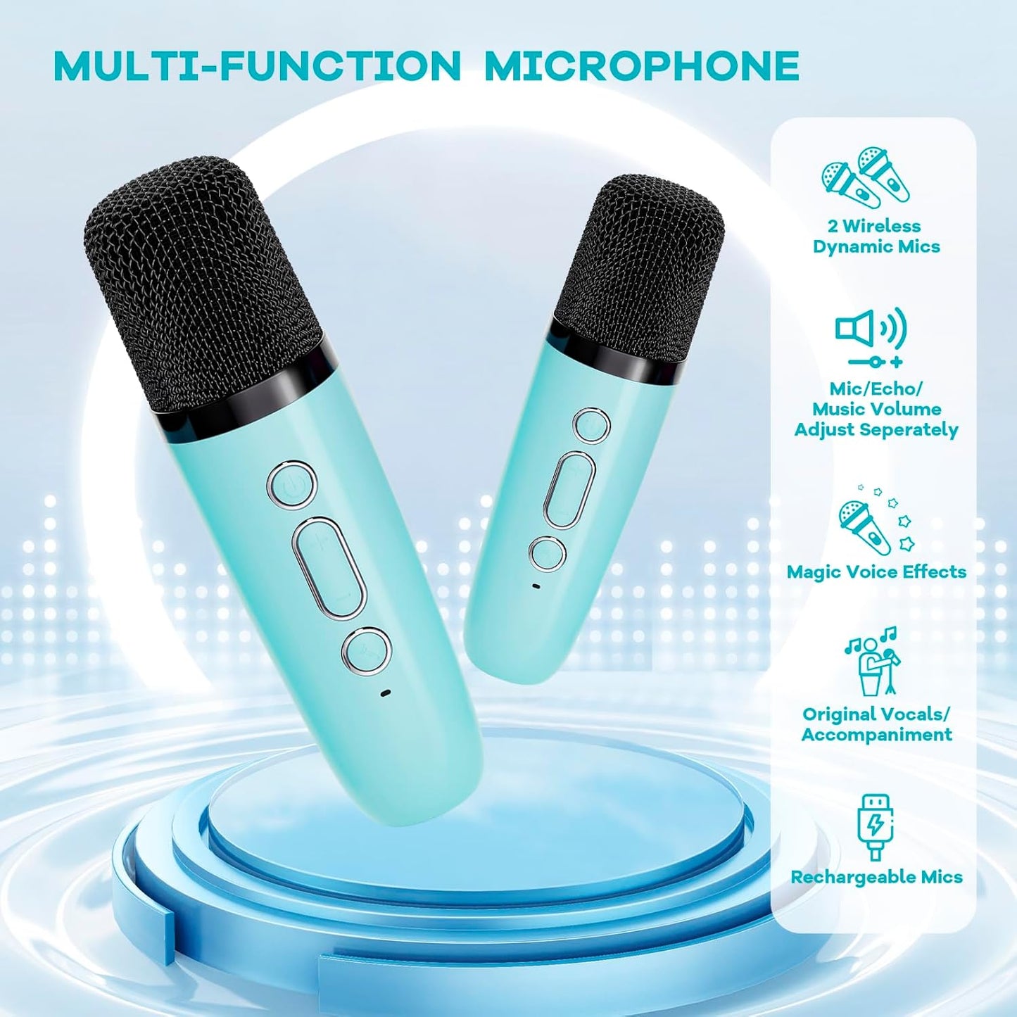Compact Bluetooth Karaoke System with Microphones